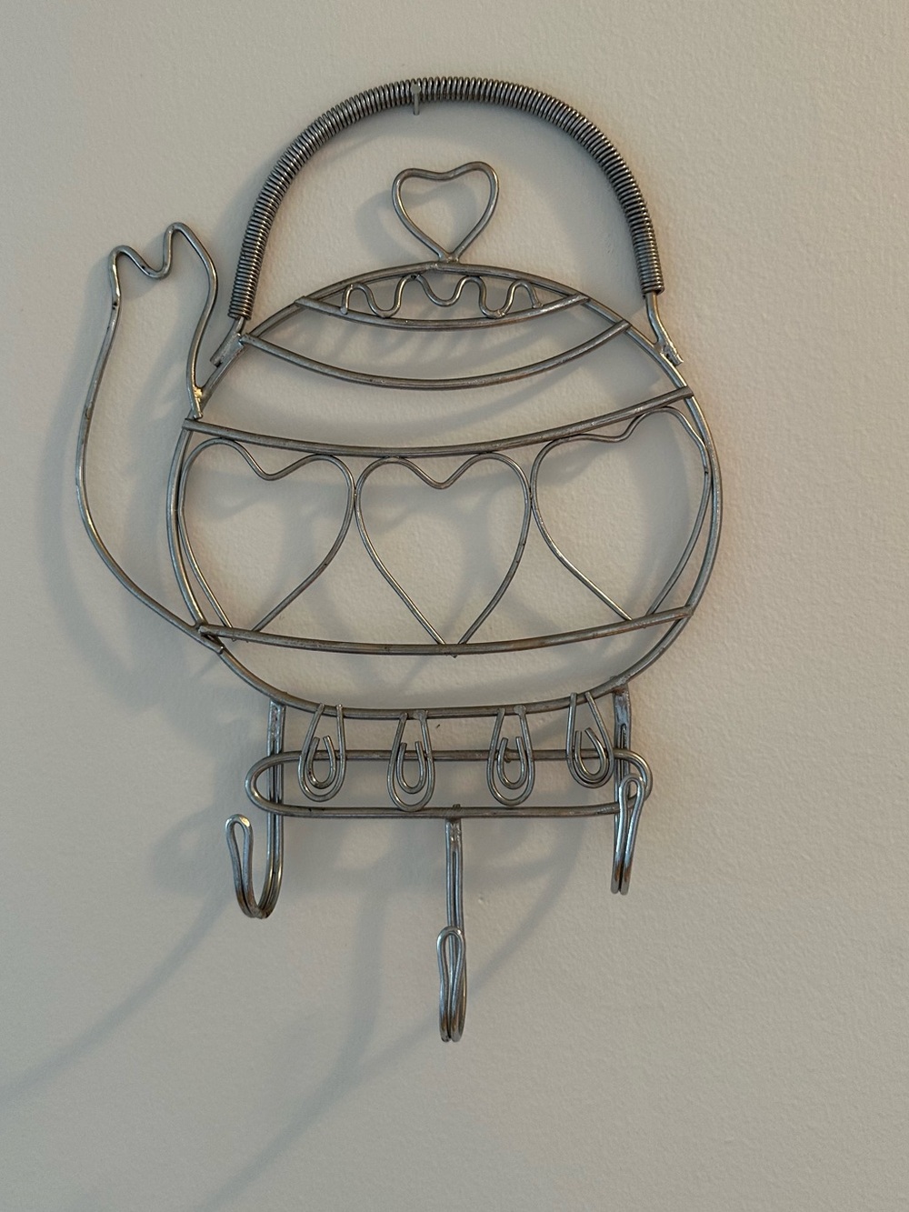 Vintage Metal Teapot Wall Hook - Silver Decorative Towel/Key/Coat Hanger